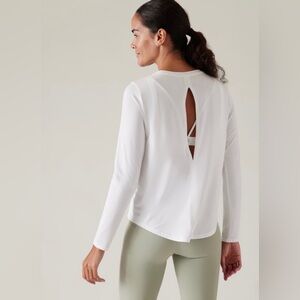 Athleta With Ease Open Back LS Tee in “Abalone”